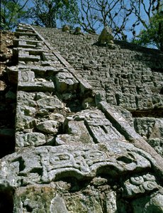 Udsigt over Hieroglyphic Stairway, 743 e.Kr af Mayan