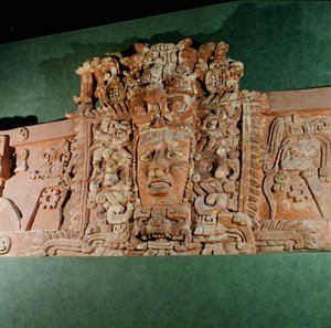 Arkitektonisk maske, Campeche, Yucatan-halvøen, Mexico (stuk) af Mayan Mayan