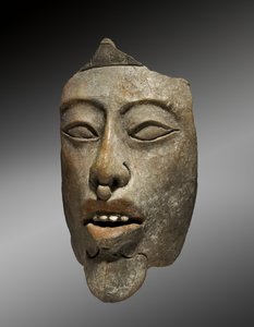 Hoved af en lineal fra en Incensario, AD 600-900 (lertøj med maling) af Mayan Mayan