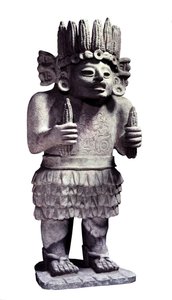 Før colombiansk civilisation: Maya-statue, der repræsenterer tjenestepigernes gud. Paris, Musee de l