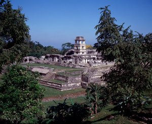 Før colombiansk civilisation: udsigt over stedet for Palenque i Chiapas klassisk maya-periode af Mayan Mayan