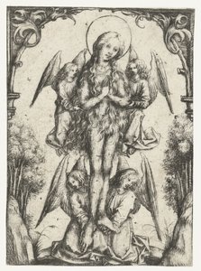 Ophøjelsen af ​​St Mary Magdalene med fire engle af Meester van het Amsterdamse Kabinet