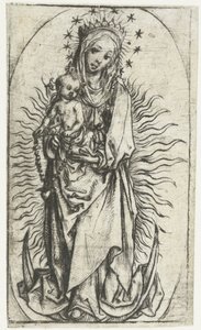 Madonna med stjernekrone og rosenkrans på halvmåne