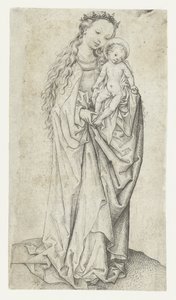 Stående Madonna og barn med æble af Meester van het Amsterdamse Kabinet