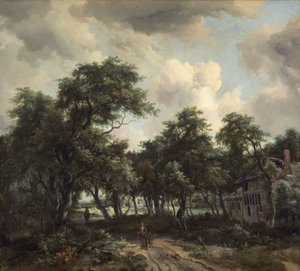 Hytte blandt træer, ca. 1664. af Meindert Hobbema