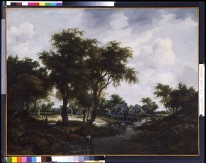 Vandmøllen (The Trevor Landscape) (olie på lærred) af Meindert Hobbema