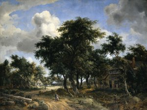 Landsbygade under træer af Meindert Hobbema