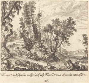 Draun River af Melchior Küsel after Johann Wilhelm Baur