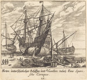 Skibe af Melchior Küsel after Johann Wilhelm Baur