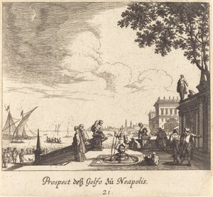 Udsigt over Napolibugten af Melchior Küsel after Johann Wilhelm Baur