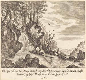 Vandfald af Melchior Küsel after Johann Wilhelm Baur