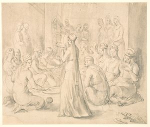 En gruppe tyrkiske kvinder, der spiser af Melchior Lorck