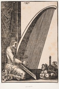 En harpespiller af Melchior Lorck