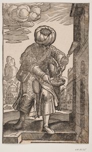 En Saquatz med sin vandpose under armen af Melchior Lorck