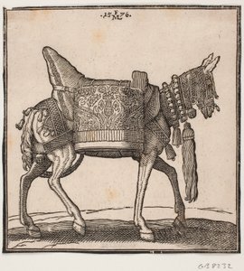 Et prægtigt udstyret mulæsel, profil mod h. af Melchior Lorck