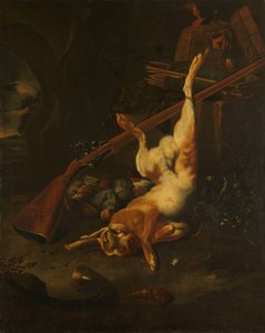 En jægertaske med død hare