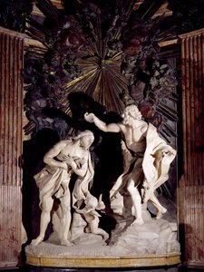 Marmorskulptur, der forestiller Kristi dåb, St Johns katedral, Valletta. Malta af Melchiorre Cafa