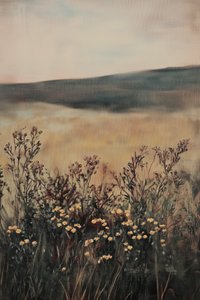 Gyldent mark med vilde blomster