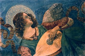 En engel, der spiller lut, 1400-tallet
