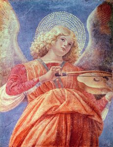 Musikalsk engel med violin (freskomaleri) af Melozzo da Forli