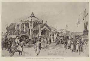 Begravelse af den sene zar, procession startende fra banegården i Moskva af Melton Prior