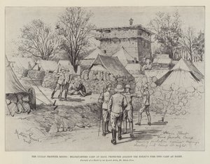 Indian Frontier Rising, hovedkvarterslejr i Bagh, beskyttet mod fjendens ild ind i lejren om natten af Melton Prior