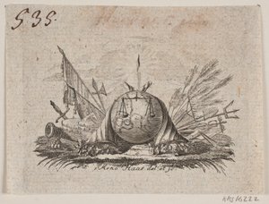 Vignet til A. Schytte "Danmark og Norges naturlige og politiske forfatning", del I af Meno Haas