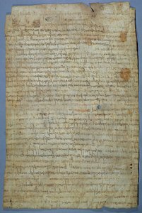 Dokument skrevet af Wadomir (Uuademir) og hans kone, Ercamberta, ca. 690-691 (pen og blæk på vellum) af Merovingian
