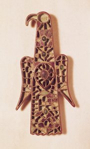 Ørneformet broche (metal og emalje) af Merovingian