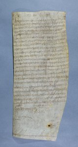 Privilegium Clovis III (682-695) givet til klosteret Saint-Denis, 691 (pen og blæk på pergament) af Merovingian