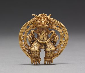 Figur vedhæng, ca. 1000-1550 (støbt guld)
