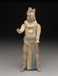 Figur: stående mand, sen klassisk periode, 650-900 e.Kr. (keramik og maling)
