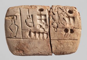 Tidlig piktografisk kileskrifttavle, Mesopotamien, Uruk, ca. 3100-2900 f.Kr. (ler)