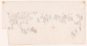 Tegning af maleriet, der forestiller slaget ved Waterloo af Met and Meylink