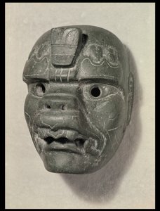 Feline maske af en mand, fra Oaxaca, Pre-Columbian (jade) af Mexican School