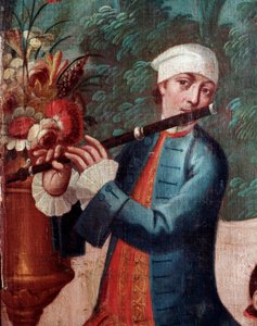 Fløjtespiller (Skærmdetalje, maleri af Mexican School