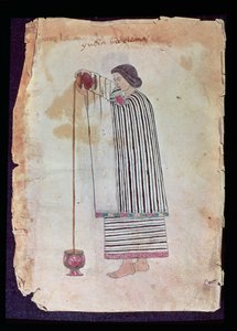 Mexicansk indisk tilbereder chokolade, fra Codex Tuleda, 1553 af Mexican School