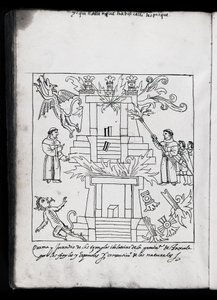 Ms Hunter 242 f.240v Franciscans brændende templer, illustration fra Historia de Tlaxcala af Diego Munoz Camargo af Mexican School