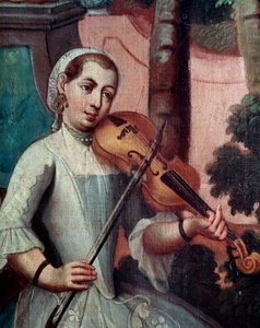 Violinspiller. Skærmdetalje (maleri af Mexican School