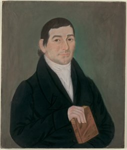 Portræt af en mand, der holder en bog af Micah Williams