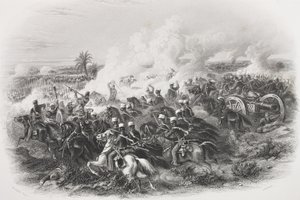 Slaget ved Moodkee, 1845, indgraveret af C.H. Jeens, fra 