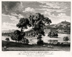 Chatsworth i Derbyshire, The Seat of his Grace the Duke of Devonshire, 1775 af Michael Angelo Rooker