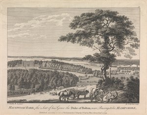 Hackwood Park, sæde for hans nåde, hertugen af Bolton nær Basingstoke, Hampshire (udgivet af G. Kearsly); side 19 (bind 2) af Michael Angelo Rooker