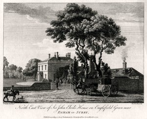North East View af Sir John Elvils House på Englefield Green nær Egham i Surry, 1775 af Michael Angelo Rooker