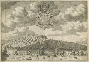Dudley Castle: kobberpladegravering, nd [1653-1686] af Michael Burghers