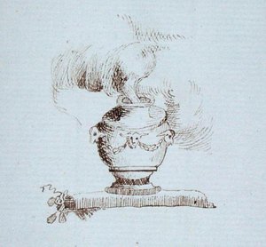 Tegning fra Michael Faradays scrapbog (pen & blæk på papir) af Michael Faraday