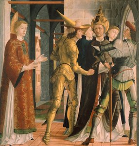 Pave Sixtus II tager orlov fra Saint Lawrence, omkring 1465, af Michael Pacher (cirka 1430-1498), panel