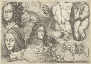 Studieark med tegningseksempler: hoveder, dyr, figurer Tegningseksempler (serietitel) af Michael Snijders