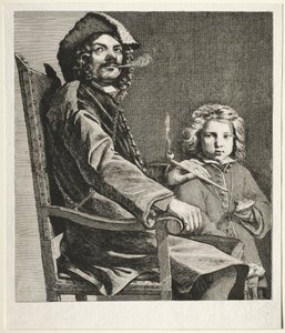 Mand, der ryger en pibe og en lille dreng, ca. 1660. af Michael Sweerts