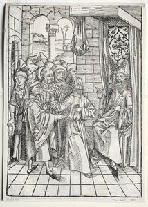 Skattevogteren: Kristus før Kajfas verso, 1491.